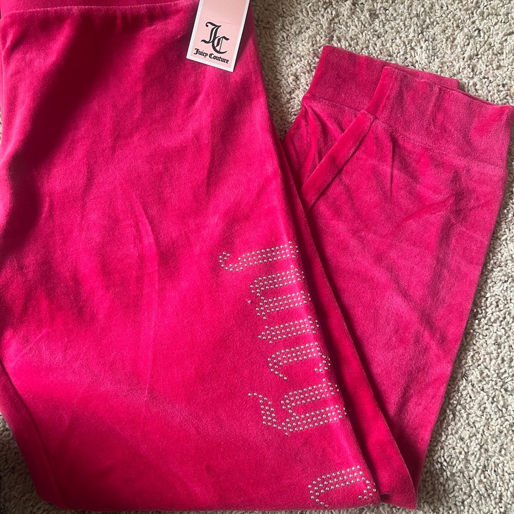 Juicy Couture Track Pants ZUMA ll Velour Studded Sangria Pink NWT